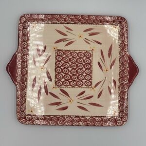 Temp-Tations OLD WORLD Cranberry Red Serving/Baking Tray Platter
